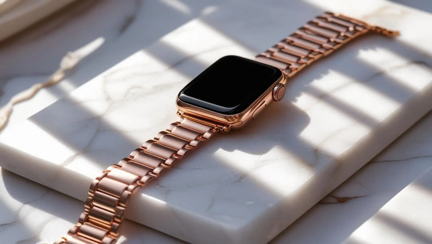 Rose gold Apple Watch band luxury close-up
