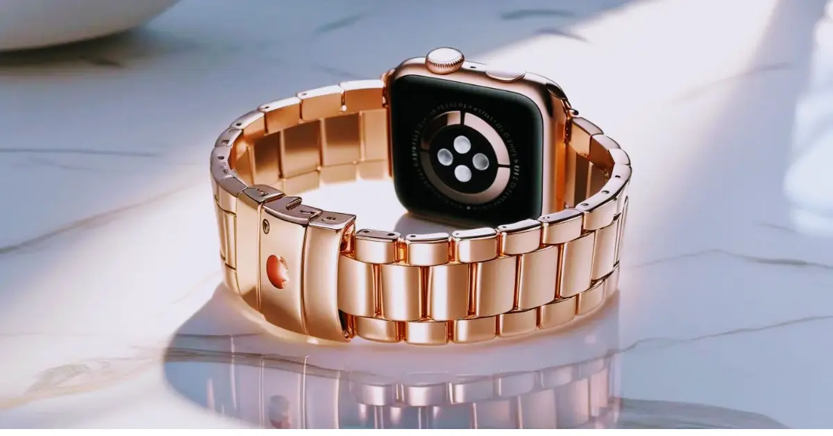 Stylish rose gold and gold Apple Watch band for women
