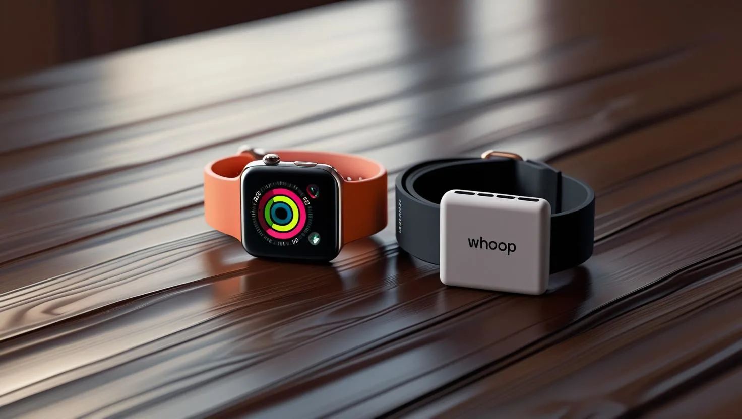 apple watch vs whoop 2025 side by side comparison on table